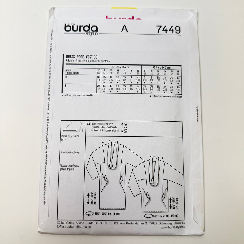 Sewing Pattern - Womenswear - Burda 7449 - True Deadstock supplies Fabric by private - Sustainable Textile | FABCYCLE