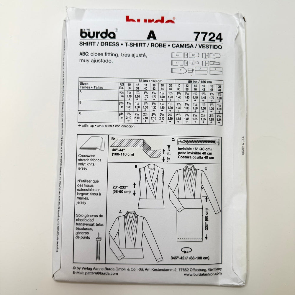 Sewing Pattern - Womenswear - Burda 7724 - True Deadstock supplies Fabric by private - Sustainable Textile | FABCYCLE