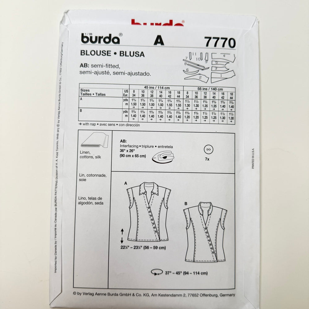 Sewing Pattern - Womenswear - Burda 7770 - True Deadstock supplies Fabric by private - Sustainable Textile | FABCYCLE