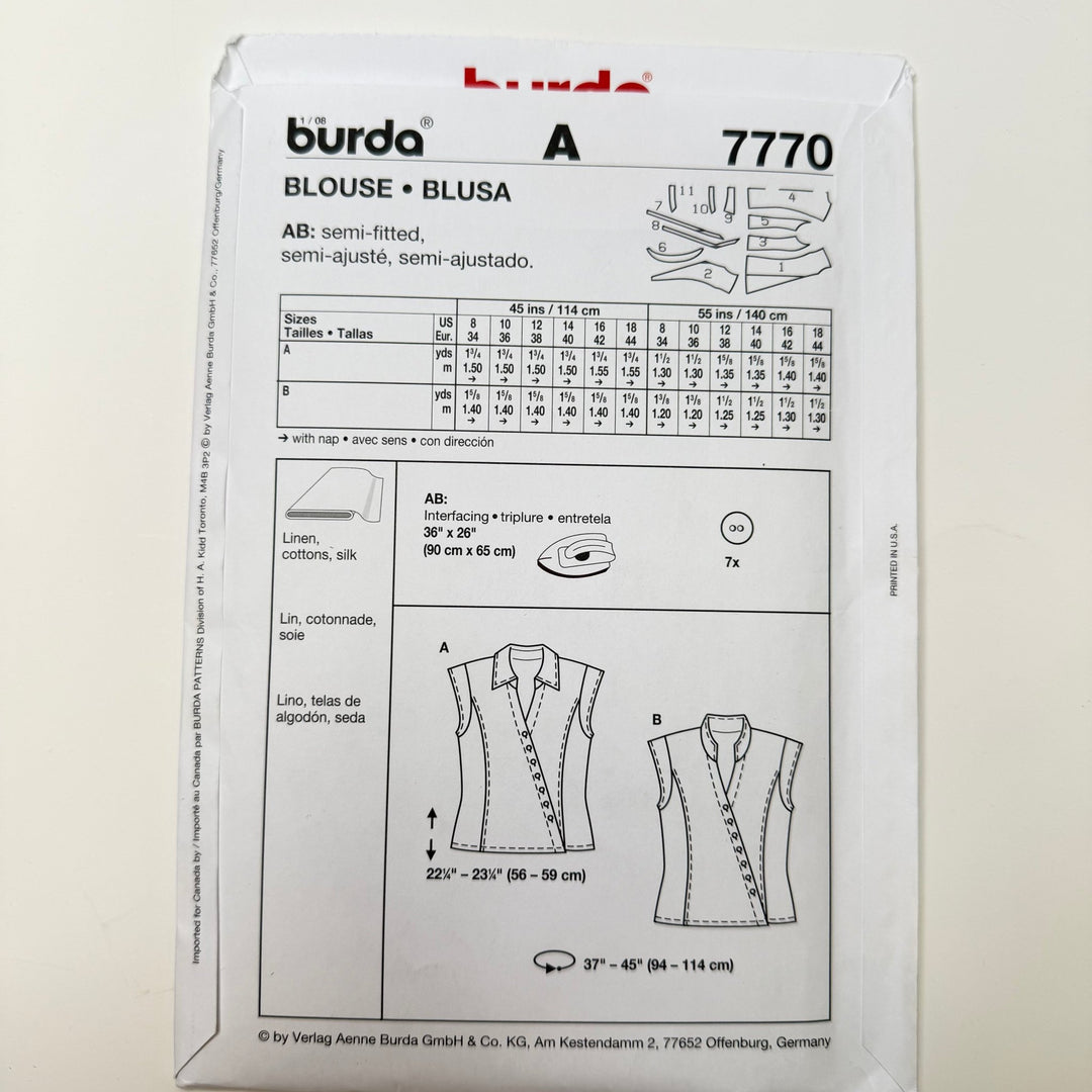Sewing Pattern - Womenswear - Burda 7770 - True Deadstock supplies Fabric by private - Sustainable Textile | FABCYCLE