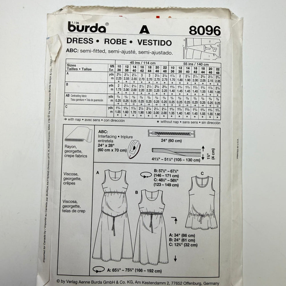 Sewing Pattern - Womenswear - Burda 8096 - True Deadstock supplies Fabric by private - Sustainable Textile | FABCYCLE