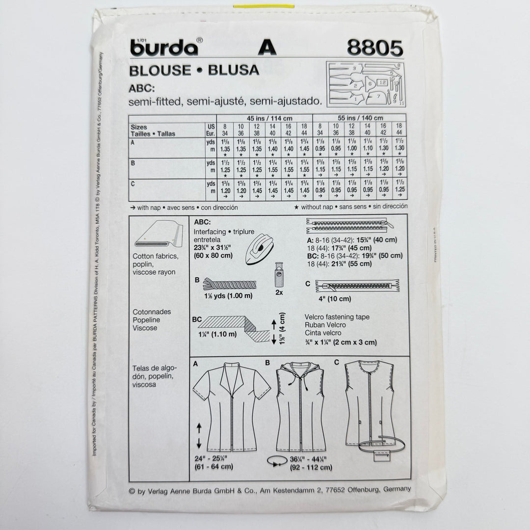 Sewing Pattern - Womenswear - Burda 8805 - True Deadstock supplies Fabric by private - Sustainable Textile | FABCYCLE