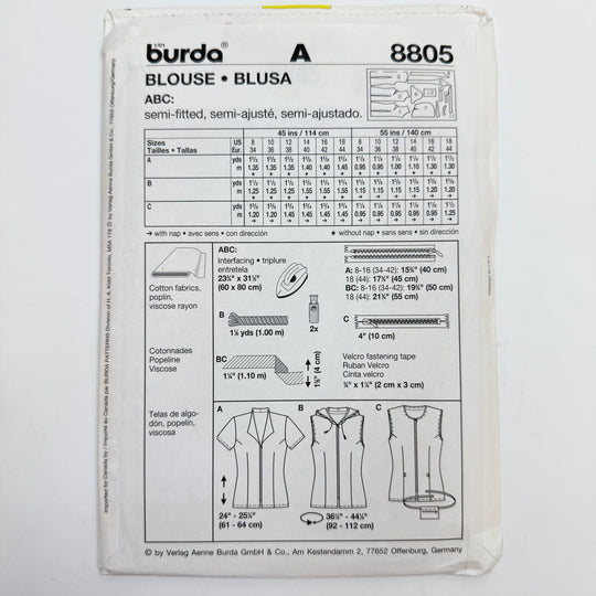 Sewing Pattern - Womenswear - Burda 8805 - True Deadstock supplies Fabric by private - Sustainable Textile | FABCYCLE