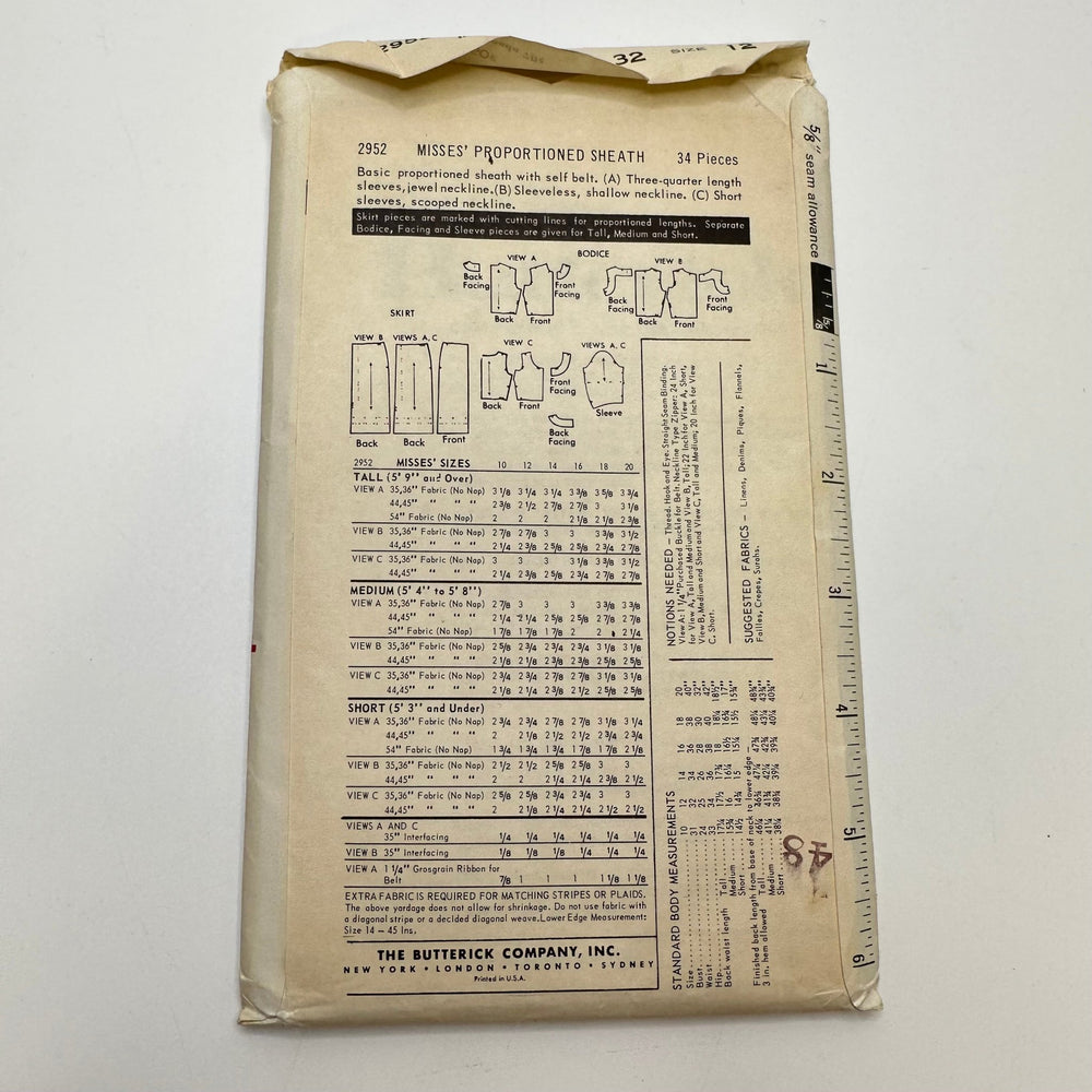 Sewing Pattern - Womenswear - Butterick 2952 - True Deadstock supplies Fabric by private - Sustainable Textile | FABCYCLE