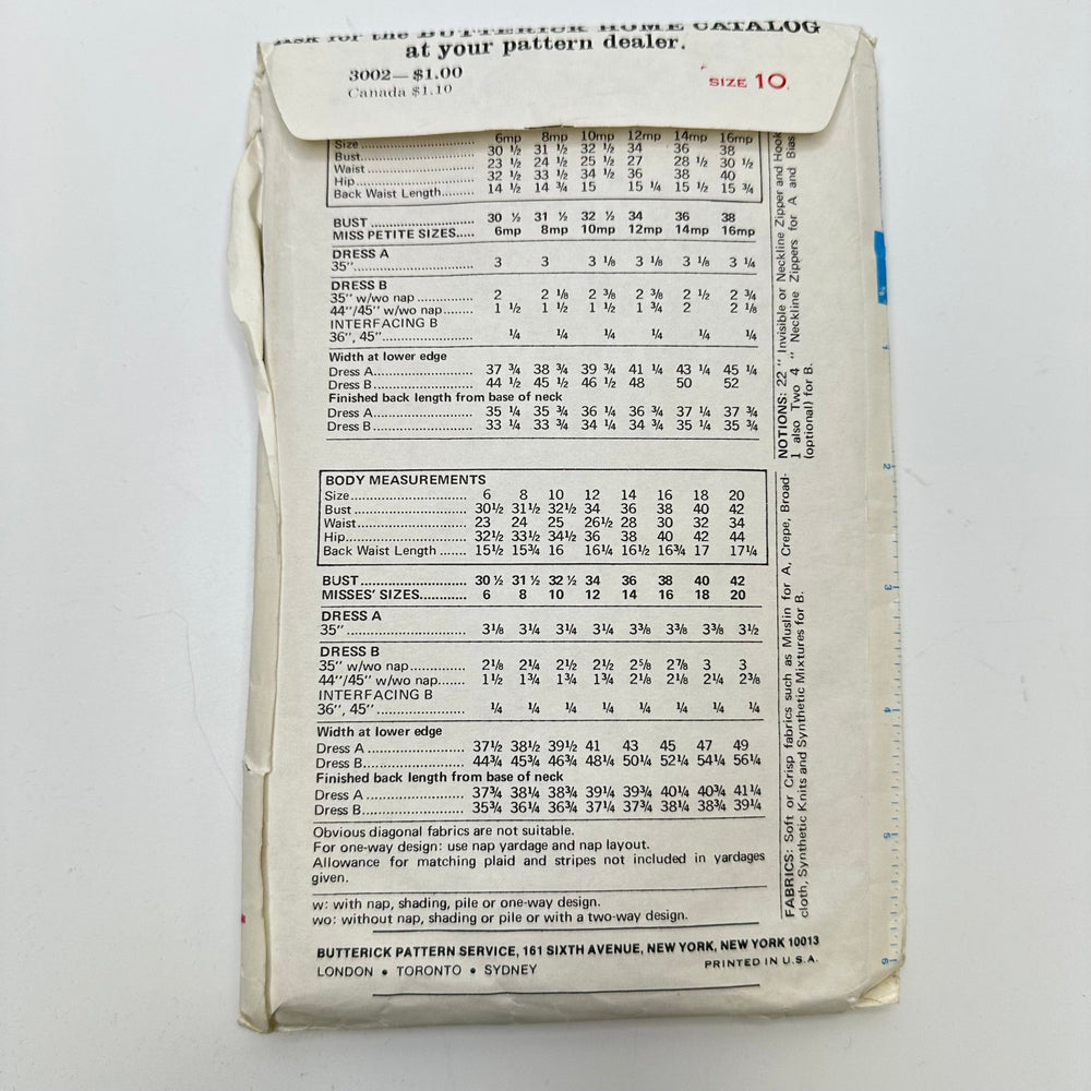 Sewing Pattern - Womenswear - Butterick 3002 - True Deadstock supplies Fabric by private - Sustainable Textile | FABCYCLE
