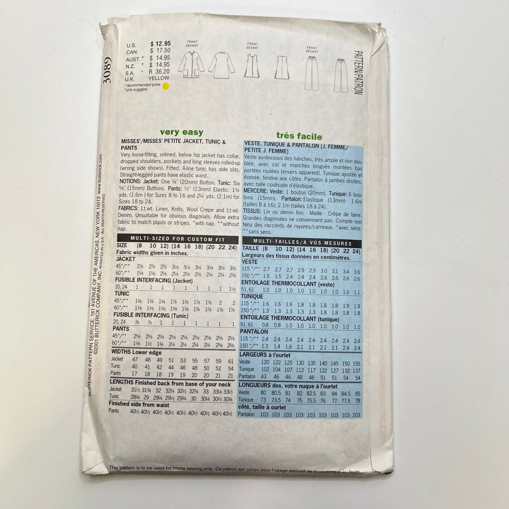 Sewing Pattern - Womenswear - Butterick 3089 - True Deadstock supplies Fabric by private - Sustainable Textile | FABCYCLE