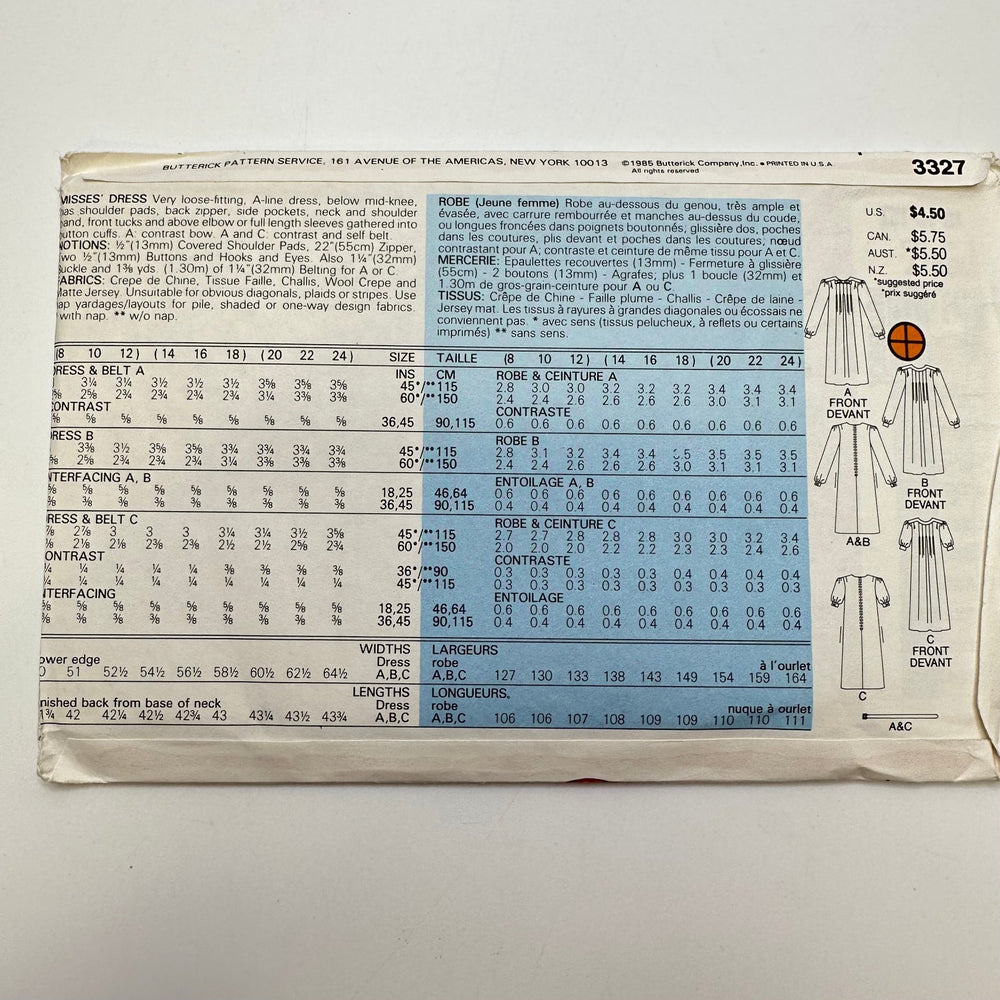 Sewing Pattern - Womenswear - Butterick 3327 - True Deadstock supplies Fabric by private - Sustainable Textile | FABCYCLE