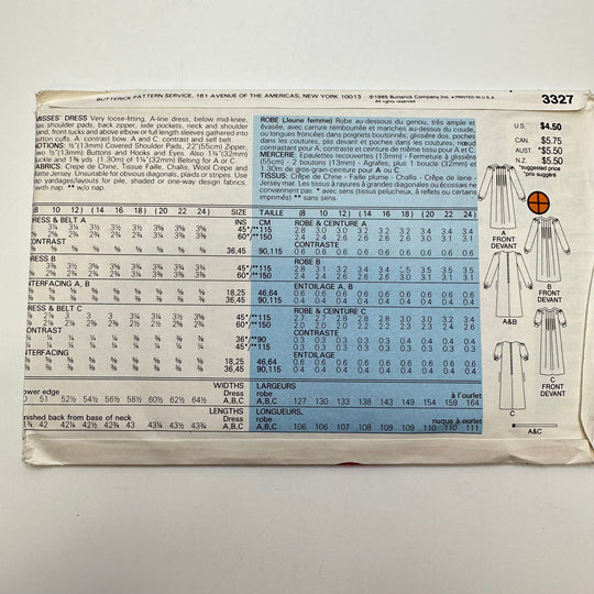 Sewing Pattern - Womenswear - Butterick 3327 - True Deadstock supplies Fabric by private - Sustainable Textile | FABCYCLE