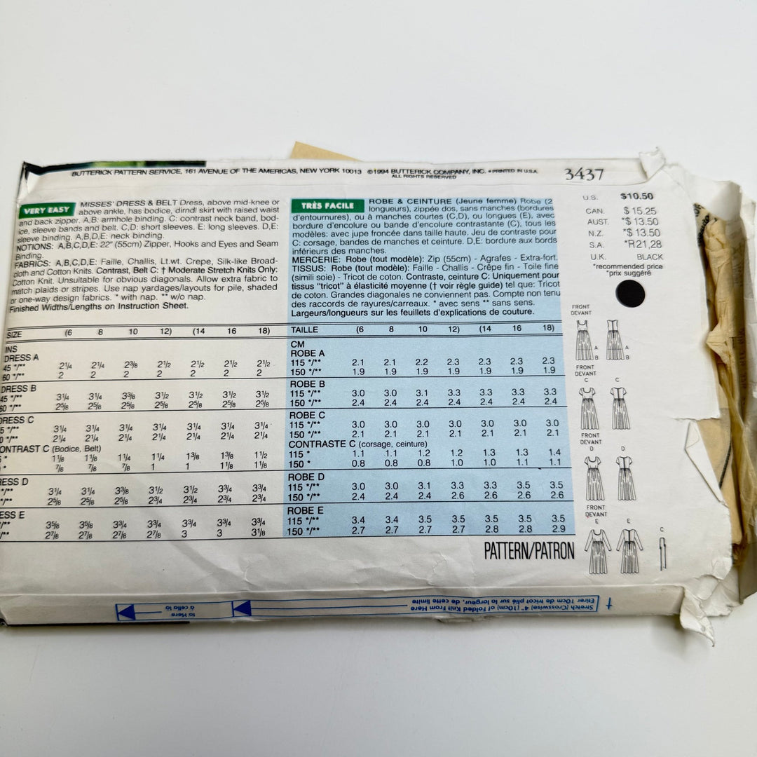 Sewing Pattern - Womenswear - Butterick 3437 - True Deadstock supplies Fabric by private - Sustainable Textile | FABCYCLE
