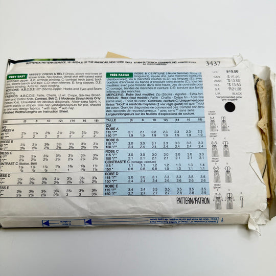 Sewing Pattern - Womenswear - Butterick 3437 - True Deadstock supplies Fabric by private - Sustainable Textile | FABCYCLE