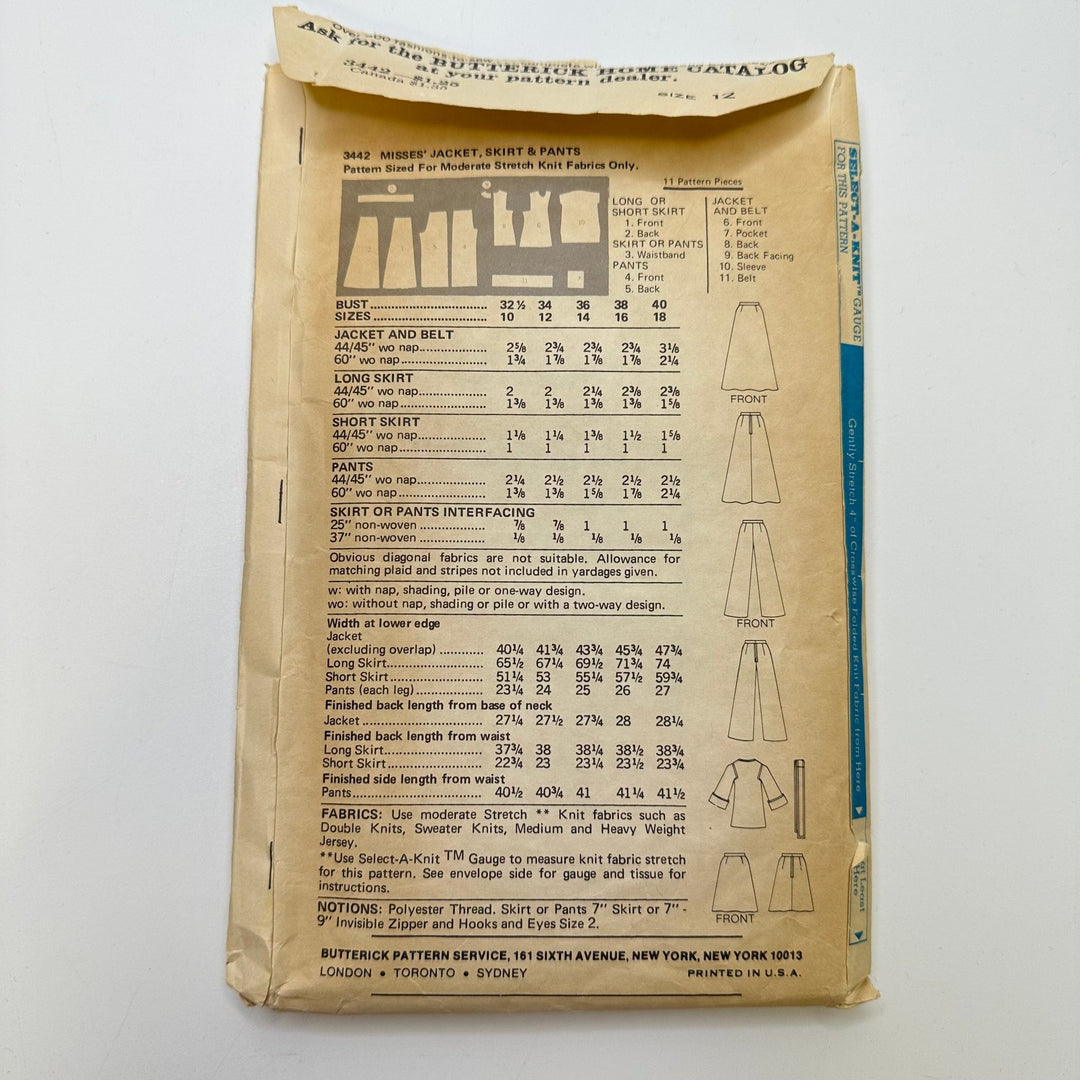 Sewing Pattern - Womenswear - Butterick 3442 - True Deadstock supplies Fabric by private - Sustainable Textile | FABCYCLE