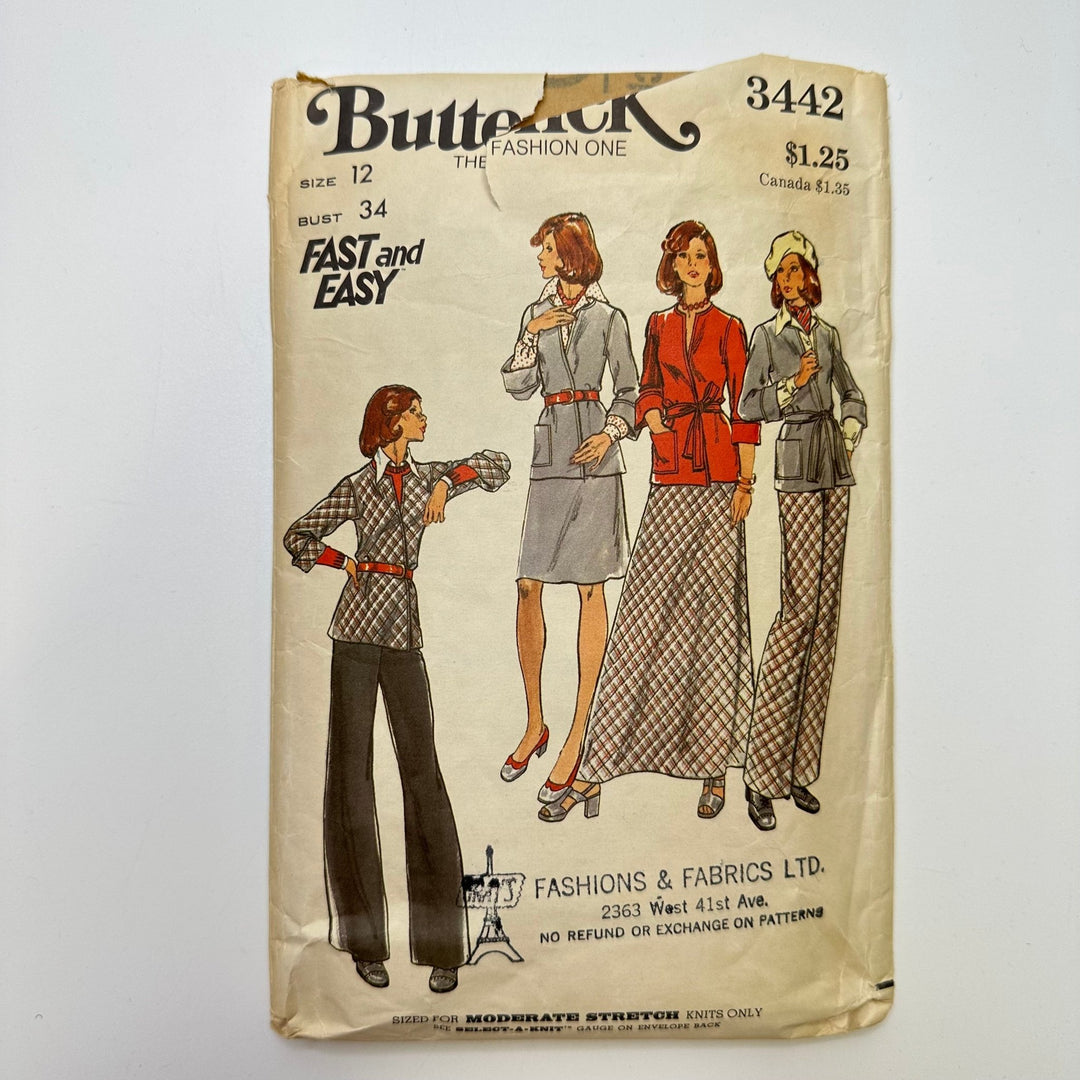 Sewing Pattern - Womenswear - Butterick 3442 - True Deadstock supplies Fabric by private - Sustainable Textile | FABCYCLE