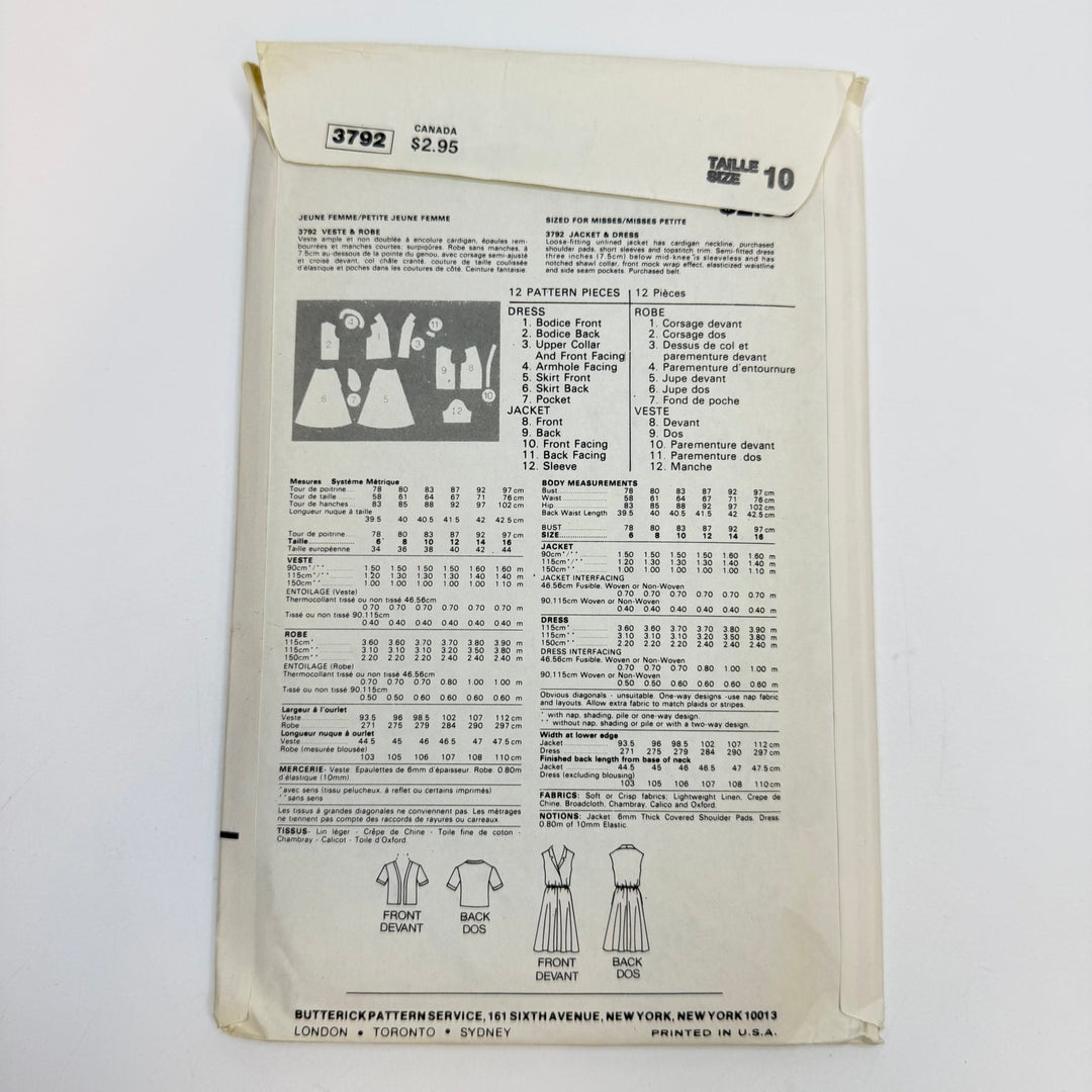 Sewing Pattern - Womenswear - Butterick 3792 - True Deadstock supplies Fabric by private - Sustainable Textile | FABCYCLE