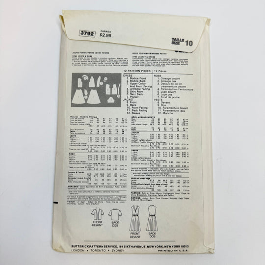 Sewing Pattern - Womenswear - Butterick 3792 - True Deadstock supplies Fabric by private - Sustainable Textile | FABCYCLE