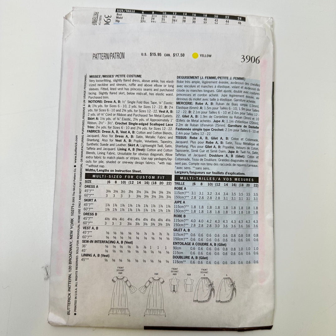 Sewing Pattern - Womenswear - Butterick 3906 - True Deadstock supplies Fabric by private - Sustainable Textile | FABCYCLE