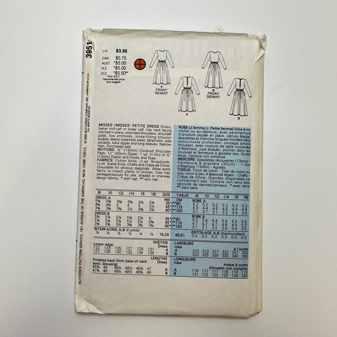 Sewing Pattern - Womenswear - Butterick 3951 - True Deadstock supplies Fabric by private - Sustainable Textile | FABCYCLE