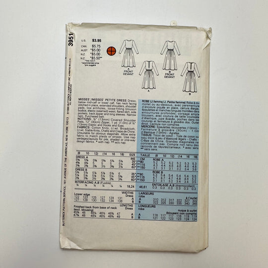Sewing Pattern - Womenswear - Butterick 3951 - True Deadstock supplies Fabric by private - Sustainable Textile | FABCYCLE