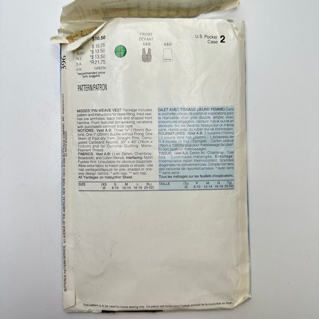Sewing Pattern - Womenswear - Butterick 396 - True Deadstock supplies Fabric by private - Sustainable Textile | FABCYCLE