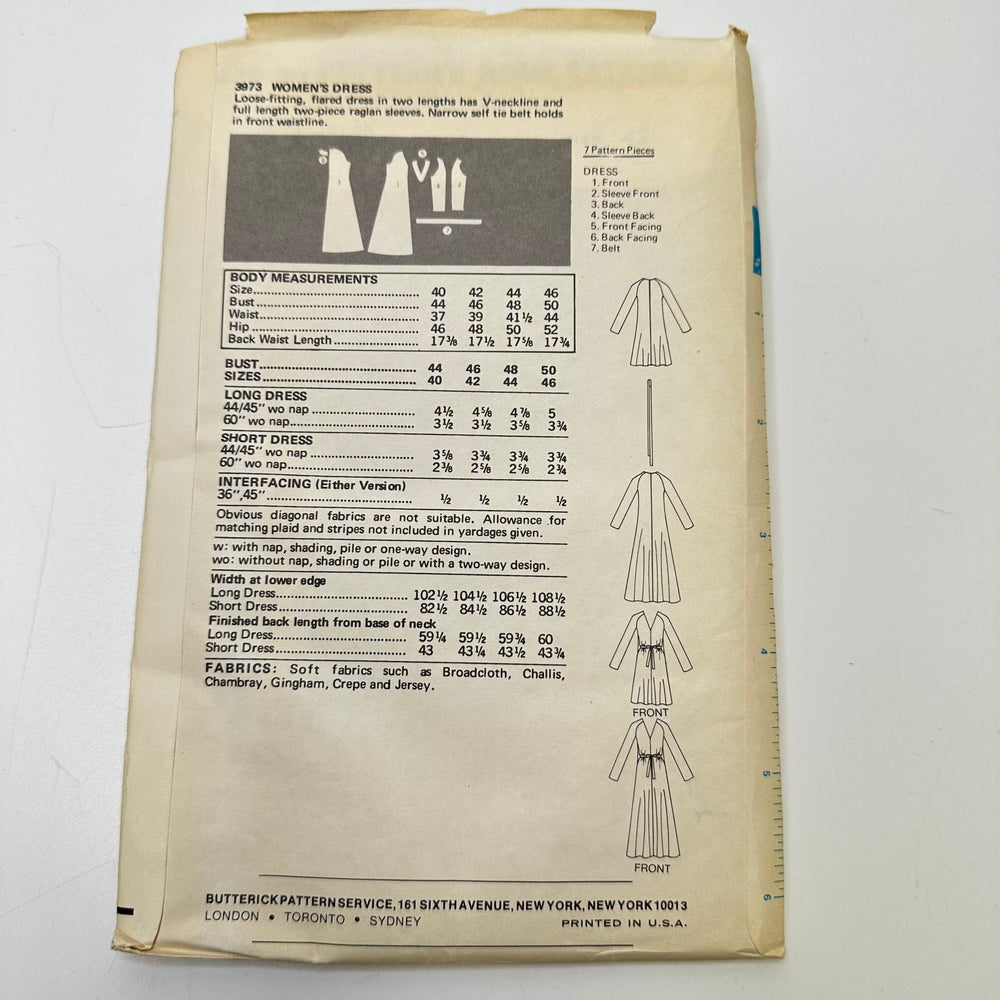 Sewing Pattern - Womenswear - Butterick 3973 - True Deadstock supplies Fabric by private - Sustainable Textile | FABCYCLE