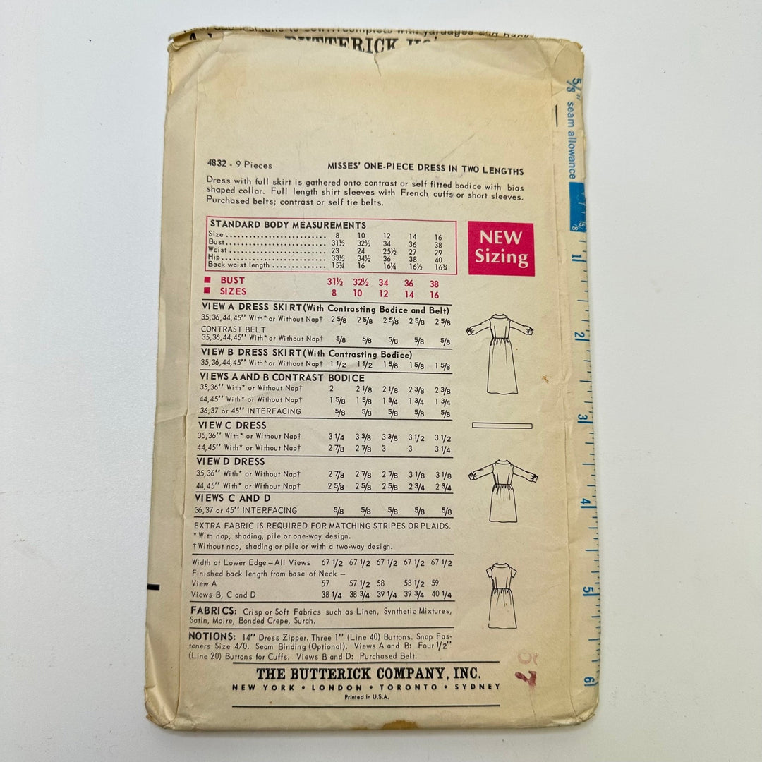 Sewing Pattern - Womenswear - Butterick 4832 - True Deadstock supplies Fabric by private - Sustainable Textile | FABCYCLE