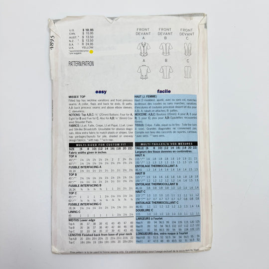 Sewing Pattern - Womenswear - Butterick 4893 - True Deadstock supplies Fabric by private - Sustainable Textile | FABCYCLE