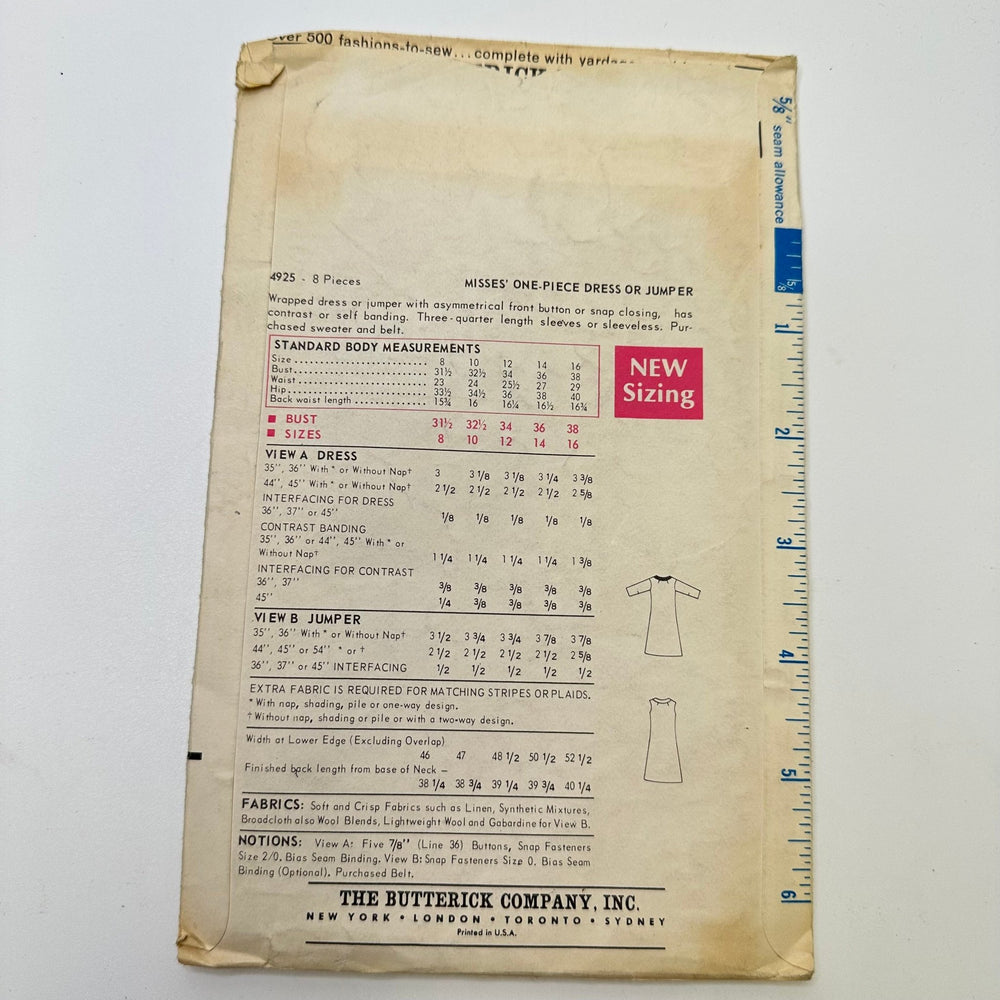 Sewing Pattern - Womenswear - Butterick 4925 - True Deadstock supplies Fabric by private - Sustainable Textile | FABCYCLE
