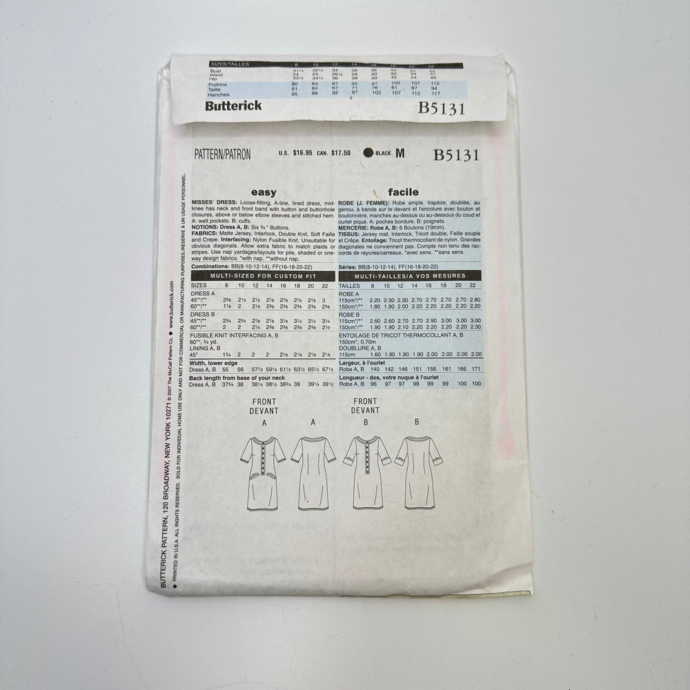 Sewing Pattern - Womenswear - Butterick 5131 - True Deadstock supplies Fabric by private - Sustainable Textile | FABCYCLE