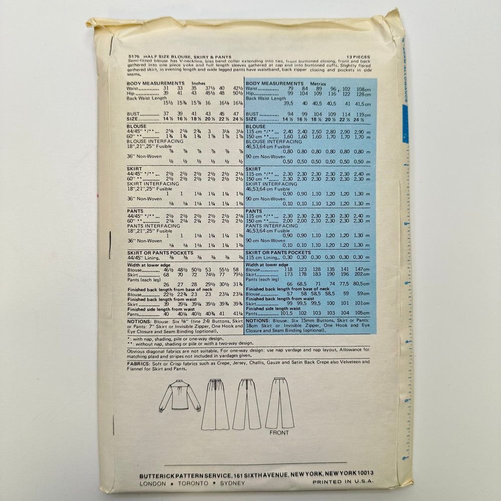 Sewing Pattern - Womenswear - Butterick 5175 - True Deadstock supplies Fabric by private - Sustainable Textile | FABCYCLE