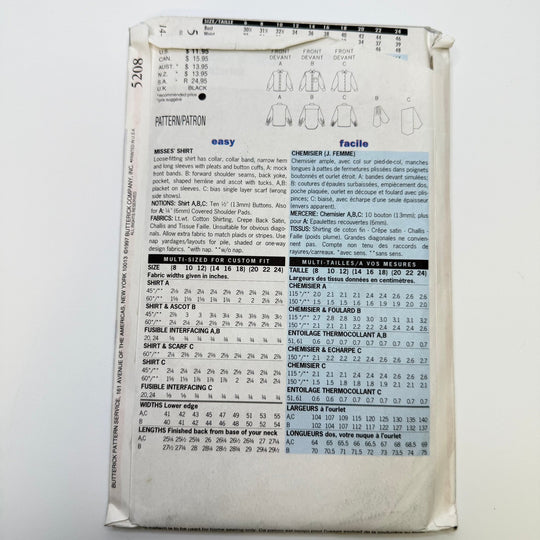 Sewing Pattern - Womenswear - Butterick 5208 - True Deadstock supplies Fabric by private - Sustainable Textile | FABCYCLE