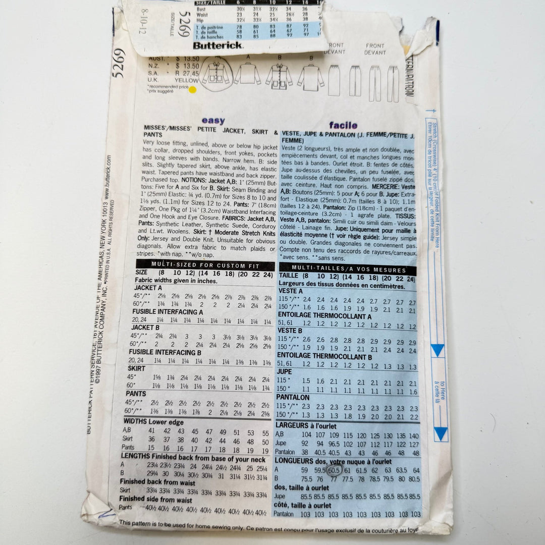 Sewing Pattern - Womenswear - Butterick 5269 - True Deadstock supplies Fabric by private - Sustainable Textile | FABCYCLE