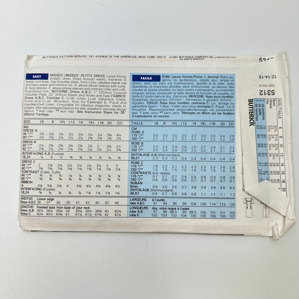 Sewing Pattern - Womenswear - Butterick 5312 - True Deadstock supplies Fabric by private - Sustainable Textile | FABCYCLE