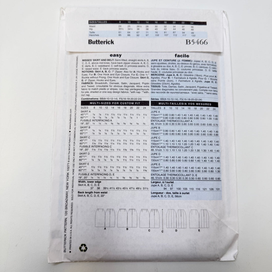 Sewing Pattern - Womenswear - Butterick 5466 - True Deadstock supplies Fabric by private - Sustainable Textile | FABCYCLE