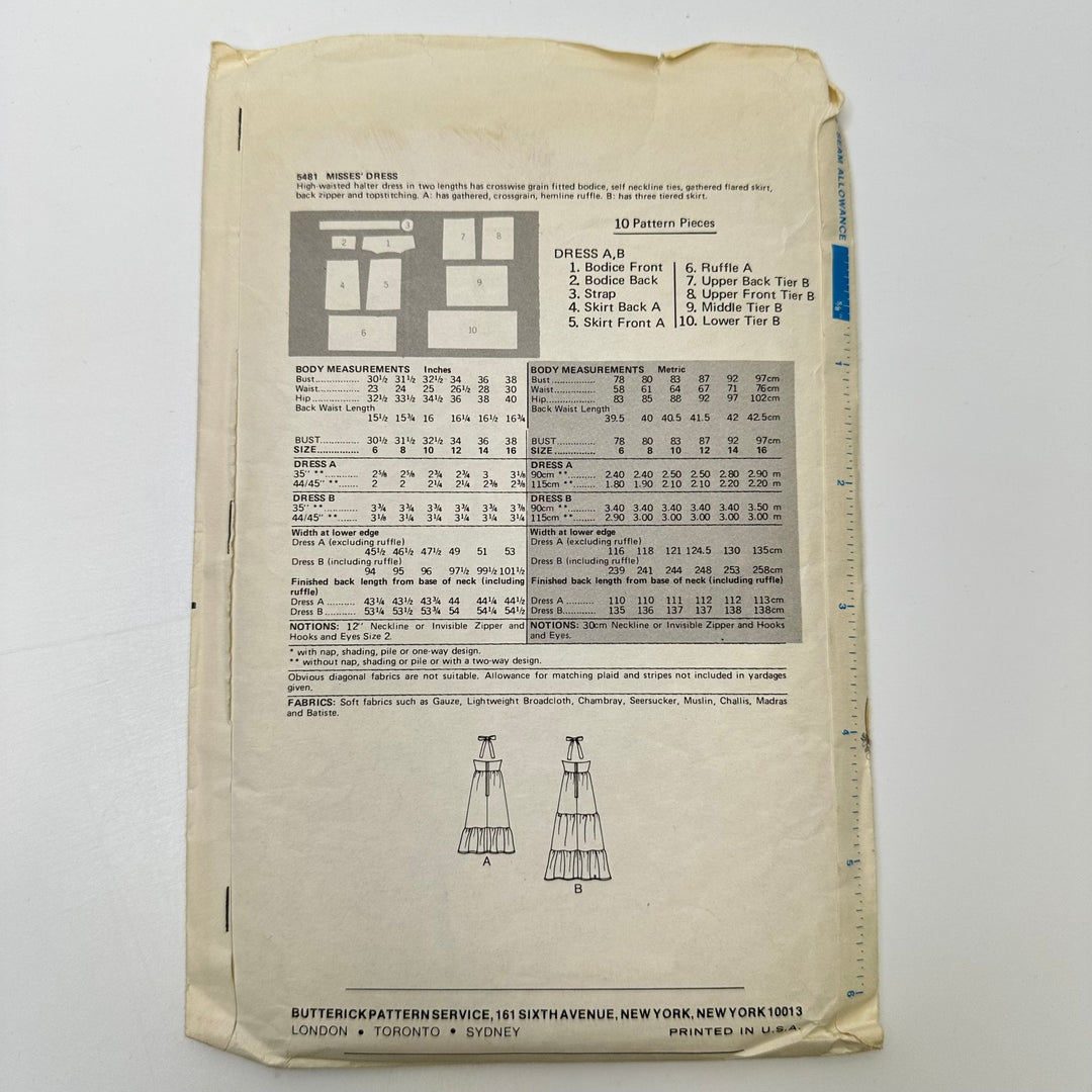 Sewing Pattern - Womenswear - Butterick 5481 - True Deadstock supplies Fabric by private - Sustainable Textile | FABCYCLE