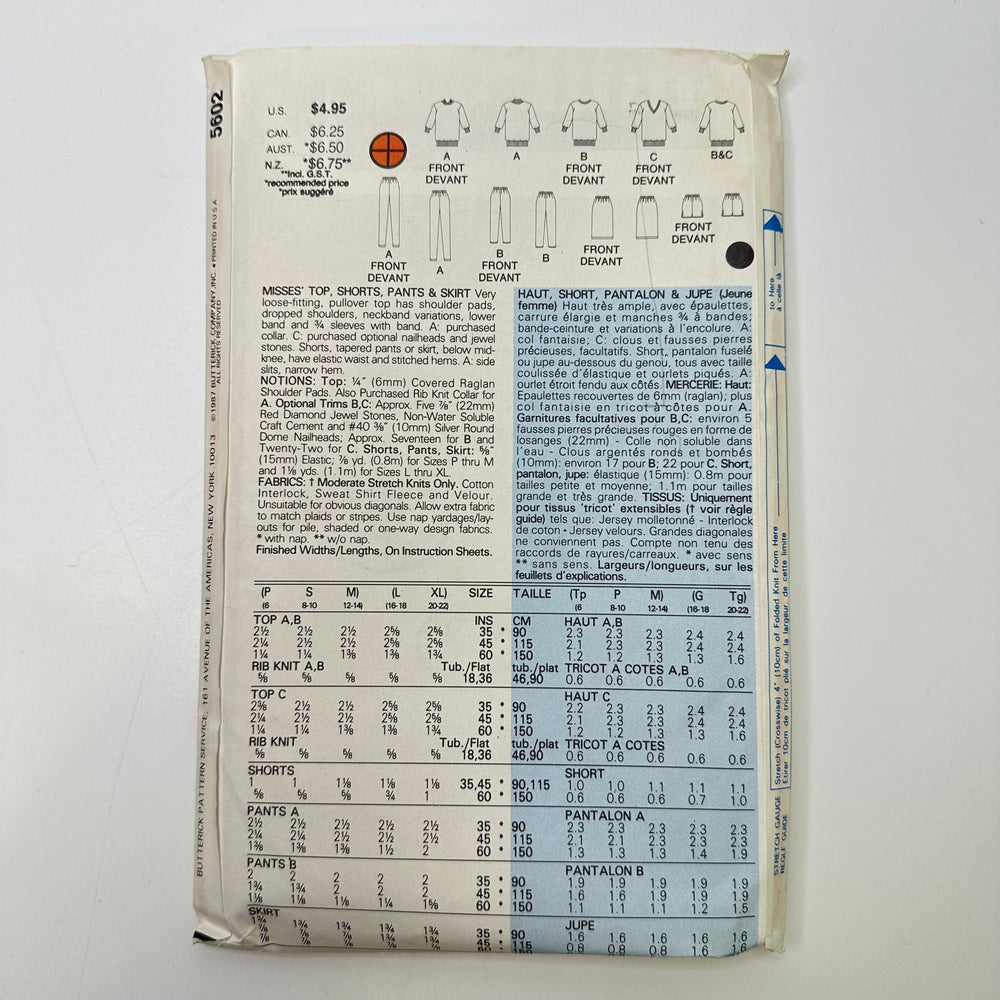 Sewing Pattern - Womenswear - Butterick 5602 - True Deadstock supplies Fabric by private - Sustainable Textile | FABCYCLE