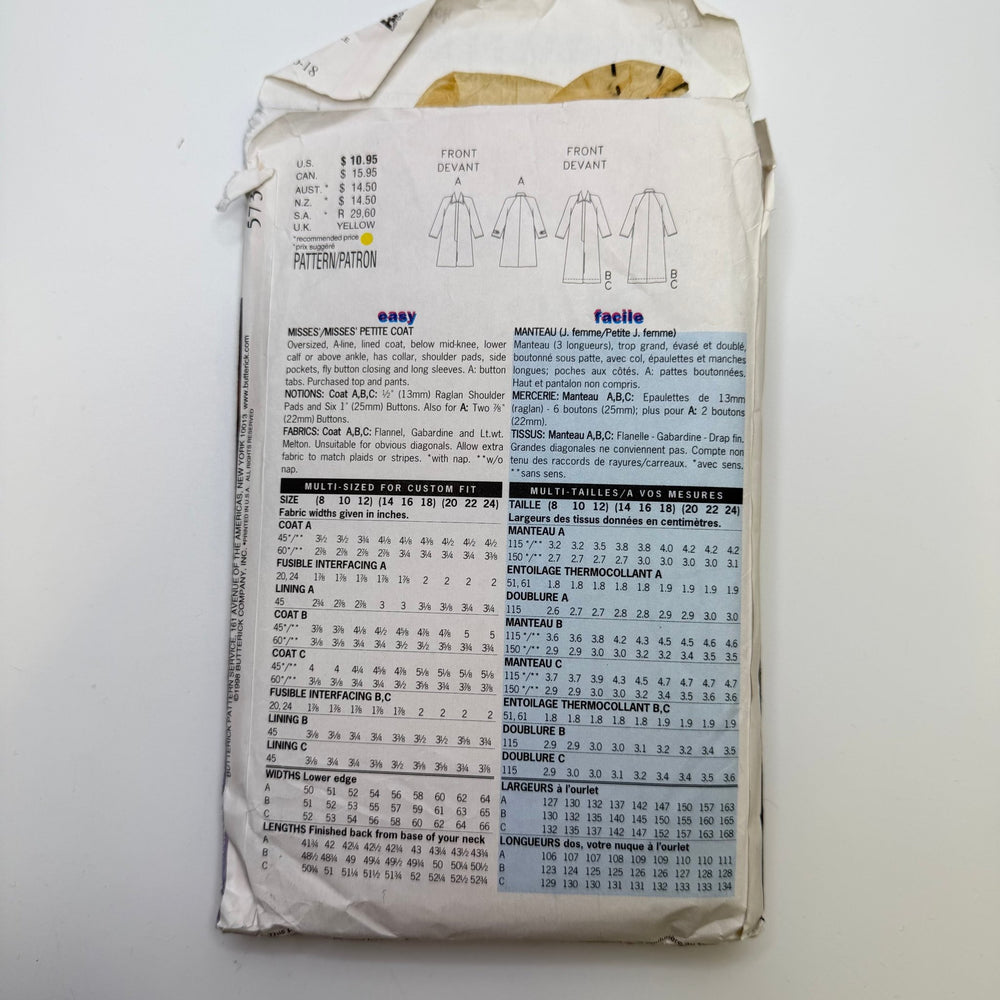 Sewing Pattern - Womenswear - Butterick 5737 - True Deadstock supplies Fabric by private - Sustainable Textile | FABCYCLE