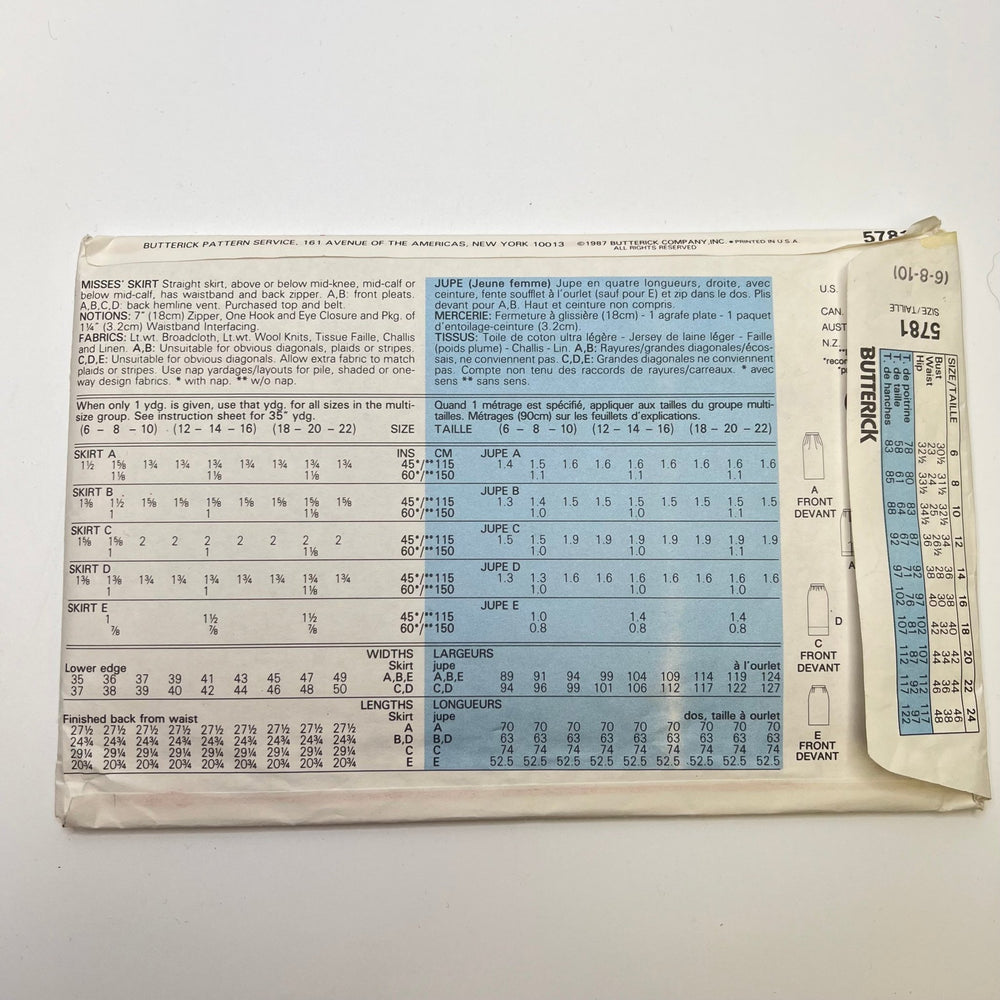 Sewing Pattern - Womenswear - Butterick 5781 - True Deadstock supplies Fabric by private - Sustainable Textile | FABCYCLE