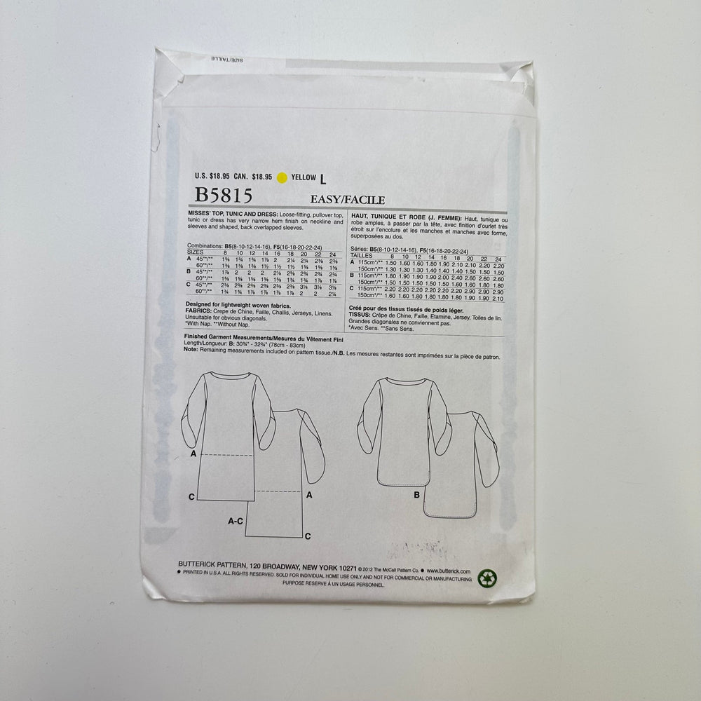 Sewing Pattern - Womenswear - Butterick 5815 - True Deadstock supplies Fabric by private - Sustainable Textile | FABCYCLE