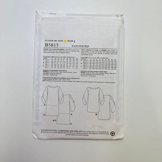 Sewing Pattern - Womenswear - Butterick 5815 - True Deadstock supplies Fabric by private - Sustainable Textile | FABCYCLE