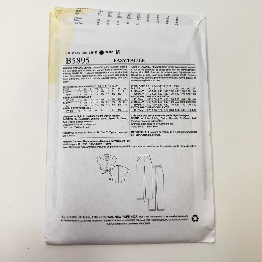 Sewing Pattern - Womenswear - Butterick 5895 - True Deadstock supplies Fabric by private - Sustainable Textile | FABCYCLE