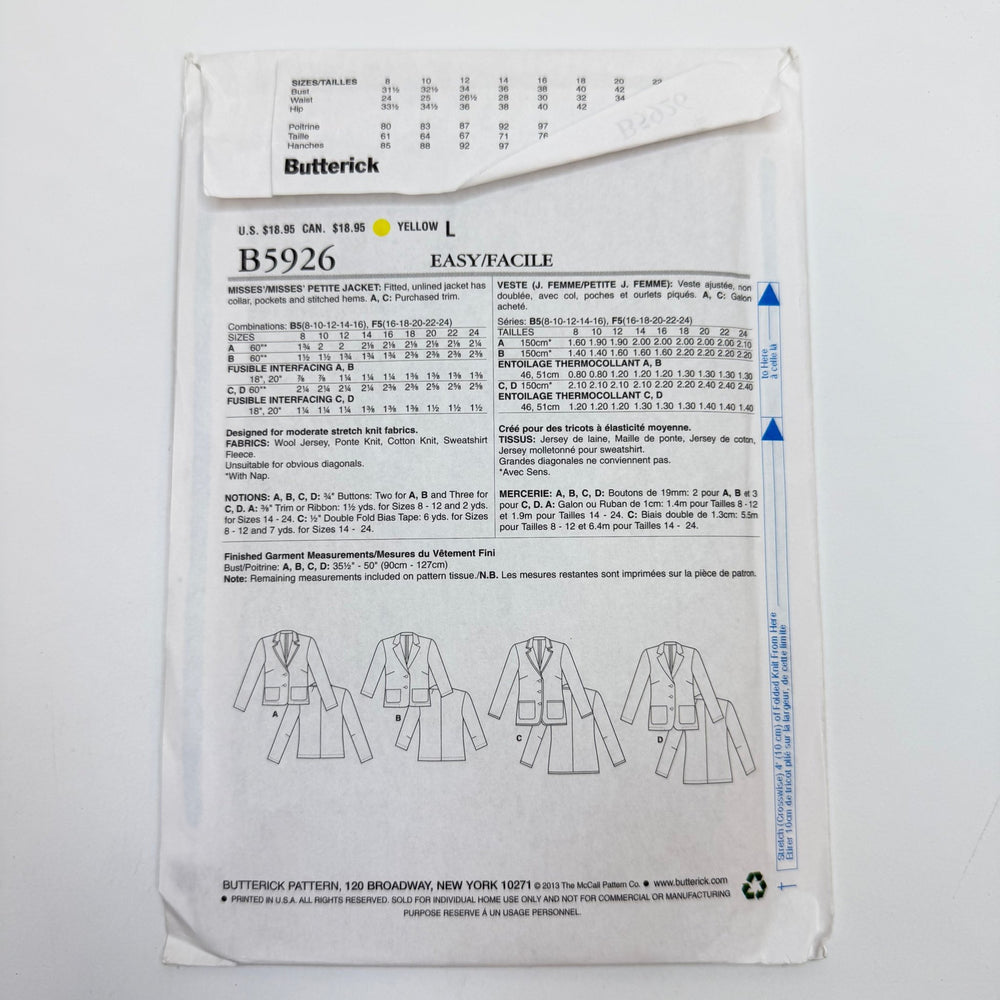 Sewing Pattern - Womenswear - Butterick 5926 - True Deadstock supplies Fabric by private - Sustainable Textile | FABCYCLE