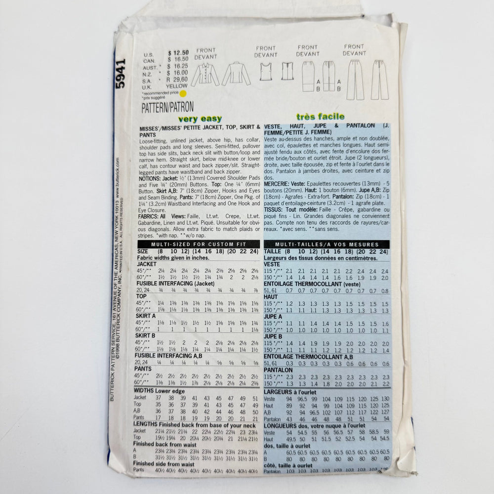 Sewing Pattern - Womenswear - Butterick 5941 - True Deadstock supplies Fabric by private - Sustainable Textile | FABCYCLE