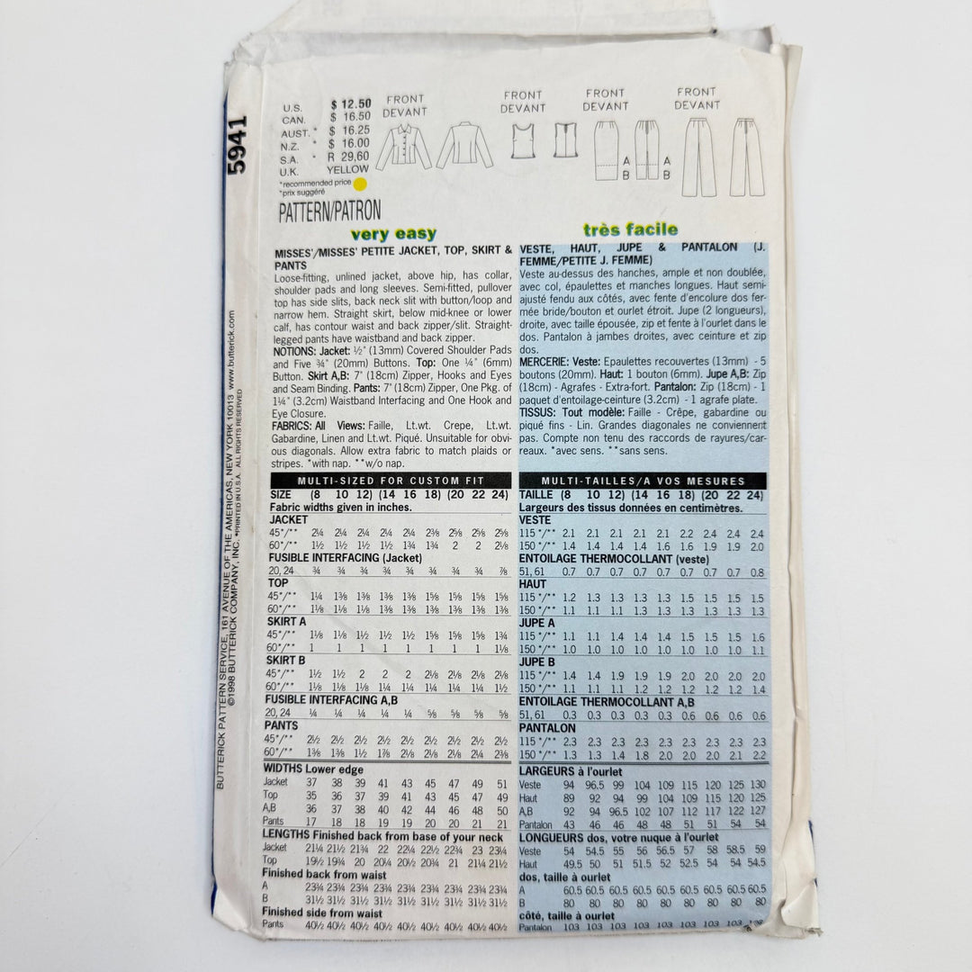 Sewing Pattern - Womenswear - Butterick 5941 - True Deadstock supplies Fabric by private - Sustainable Textile | FABCYCLE
