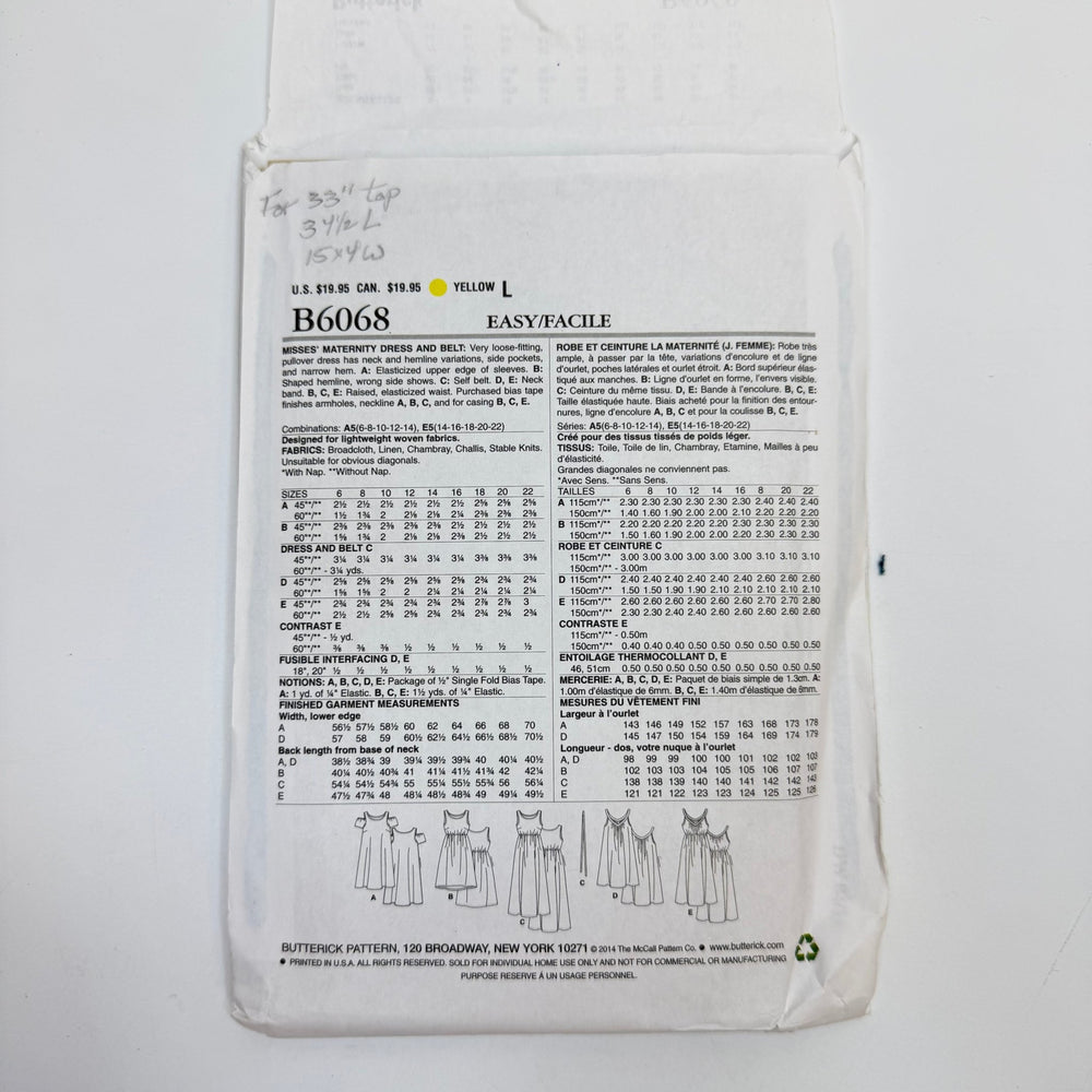 Sewing Pattern - Womenswear - Butterick 6068 - True Deadstock supplies Fabric by private - Sustainable Textile | FABCYCLE