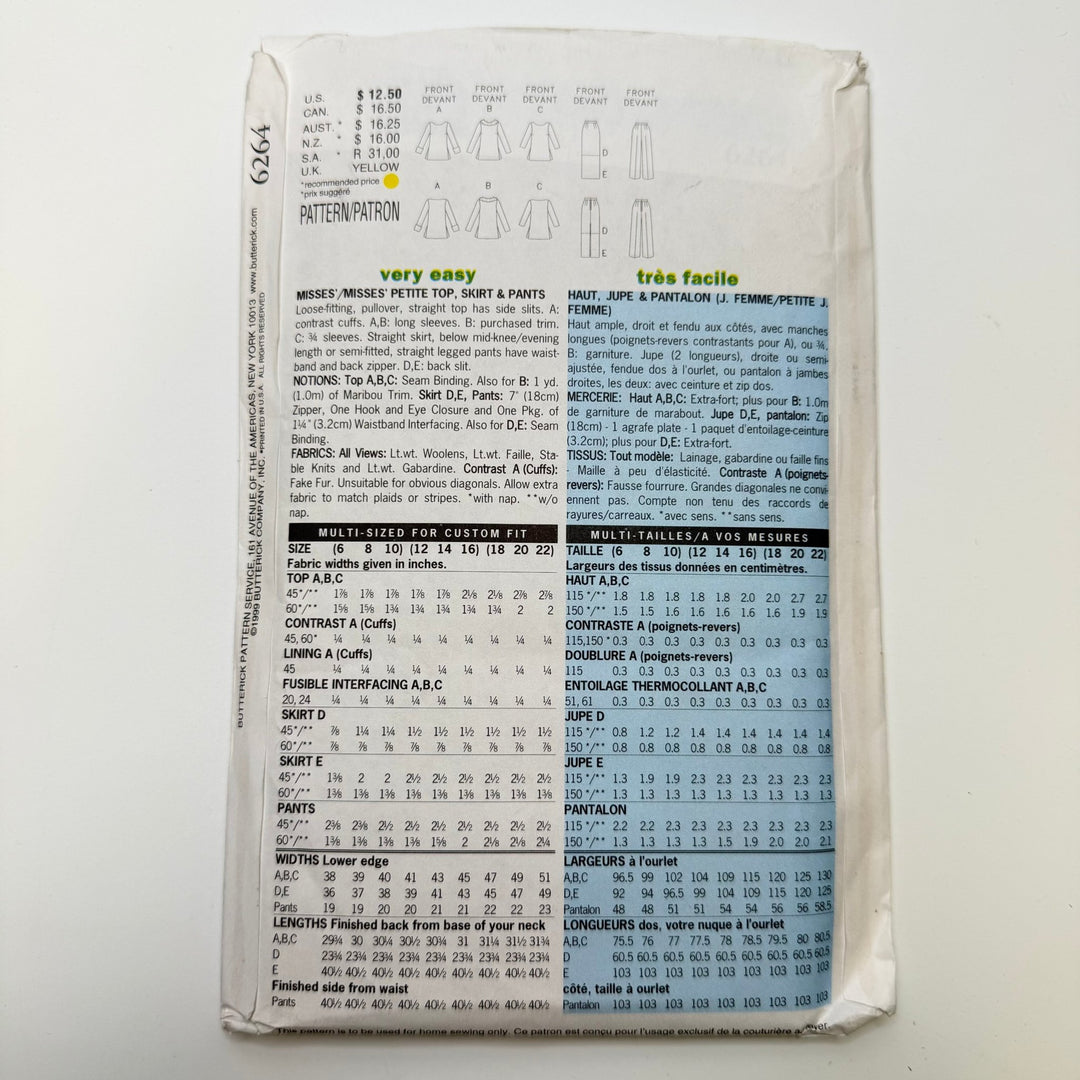 Sewing Pattern - Womenswear - Butterick 6264 - True Deadstock supplies Fabric by private - Sustainable Textile | FABCYCLE