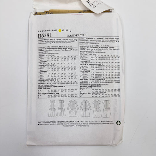 Sewing Pattern - Womenswear - Butterick 6281 - True Deadstock supplies Fabric by private - Sustainable Textile | FABCYCLE