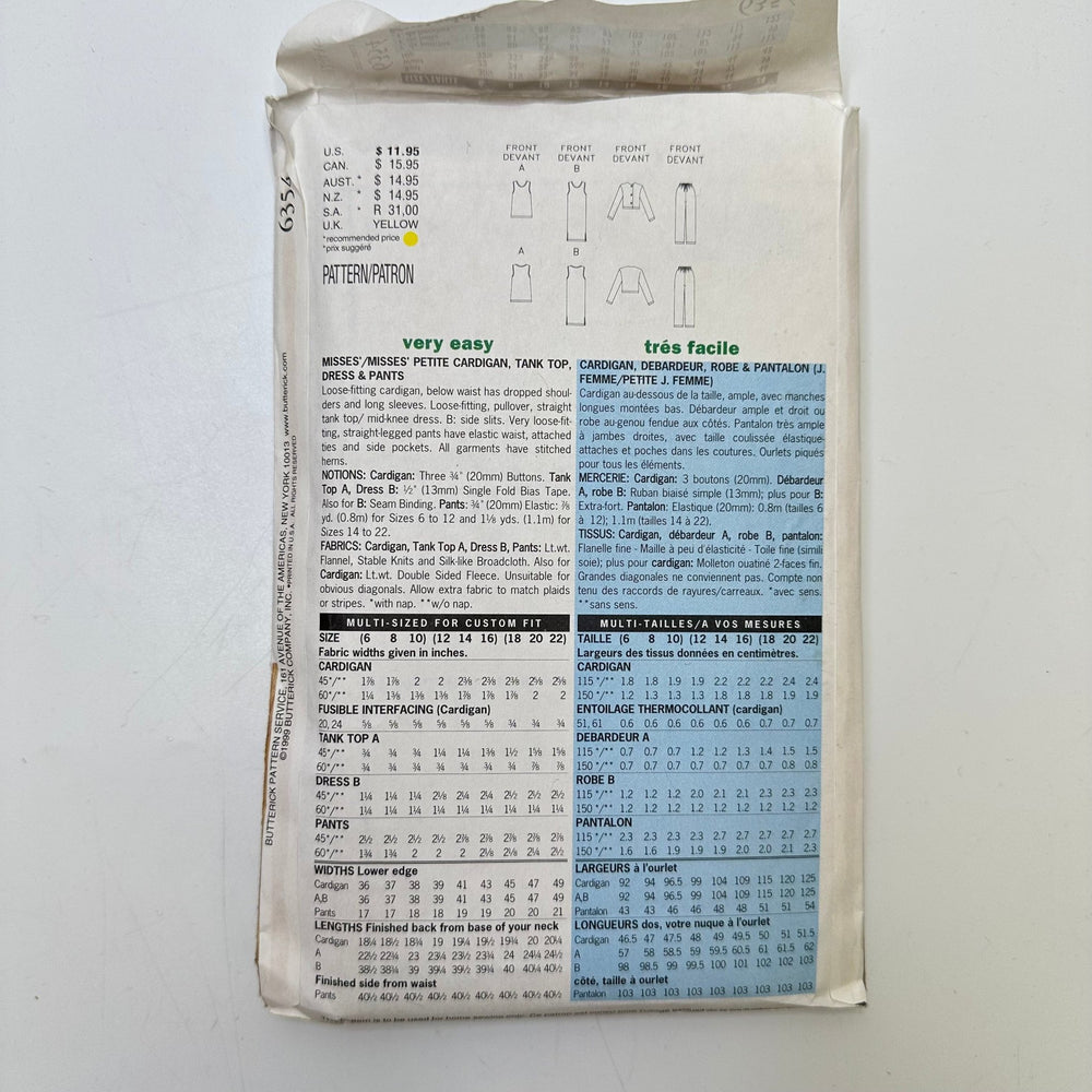 Sewing Pattern - Womenswear - Butterick 6354 - True Deadstock supplies Fabric by private - Sustainable Textile | FABCYCLE