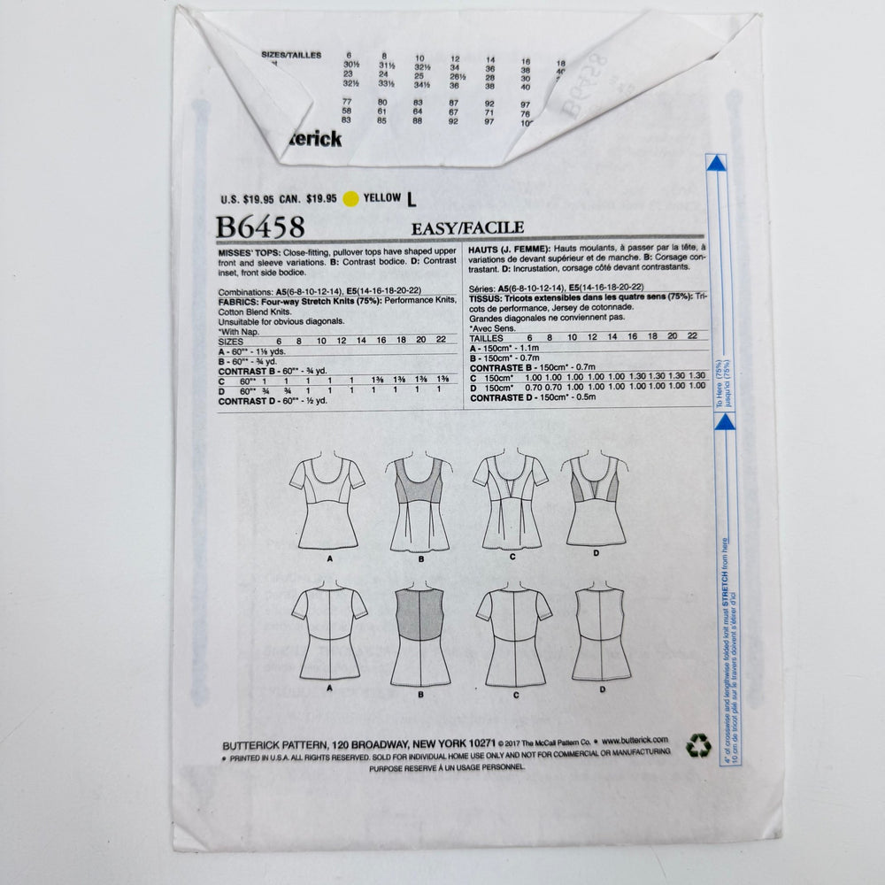 Sewing Pattern - Womenswear - Butterick 6458 - True Deadstock supplies Fabric by private - Sustainable Textile | FABCYCLE