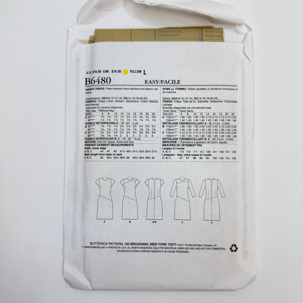 Sewing Pattern - Womenswear - Butterick 6480 - True Deadstock supplies Fabric by private - Sustainable Textile | FABCYCLE