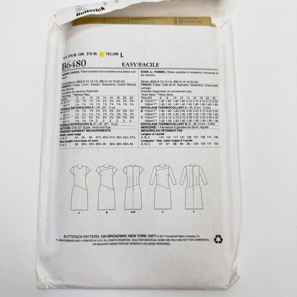 Sewing Pattern - Womenswear - Butterick 6480 - True Deadstock supplies Fabric by private - Sustainable Textile | FABCYCLE