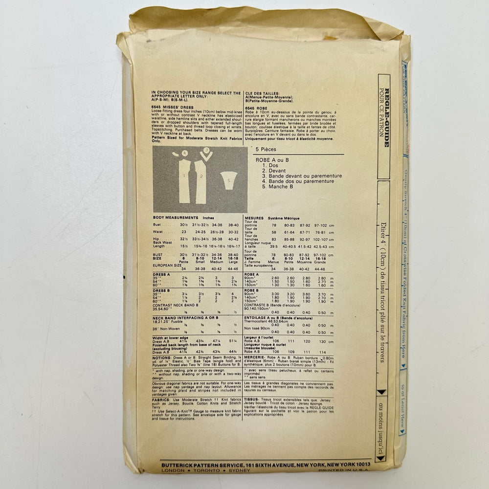 Sewing Pattern - Womenswear - Butterick 6545 - True Deadstock supplies Fabric by private - Sustainable Textile | FABCYCLE